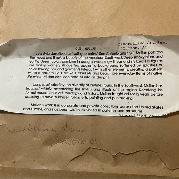 Wedding Vase G E Mullan vintage Navajo southwestern pastel framed art print - Picture 8 of 8